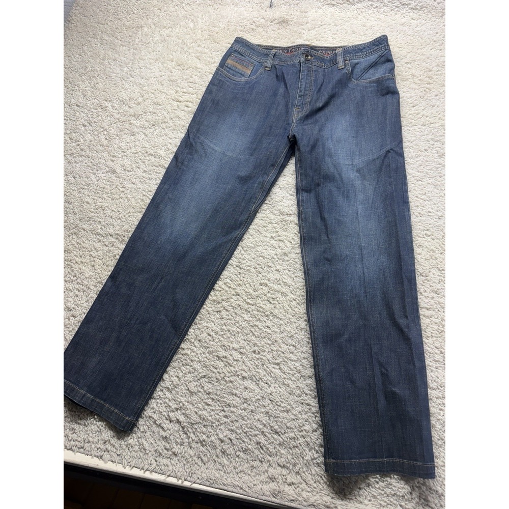 Prana Men's 38x32 Straight Dark Blue Denim Jeans EUC